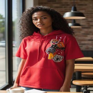 HUDSON (LG) Red Short Sleeve Hooded 3D Sweatshirt